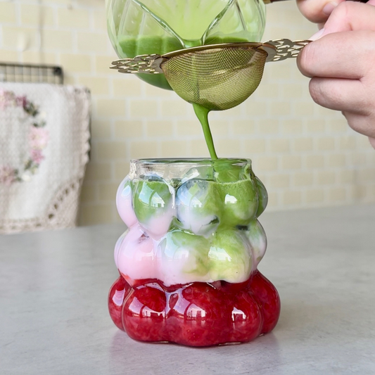 Strawberry matcha iced latte